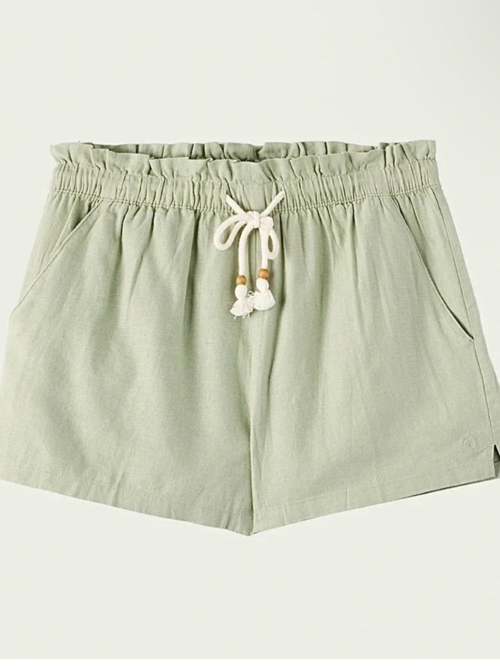 Hang Ten Women's Sage Green Linen Blend Drawstring Summer Shorts Size Medium